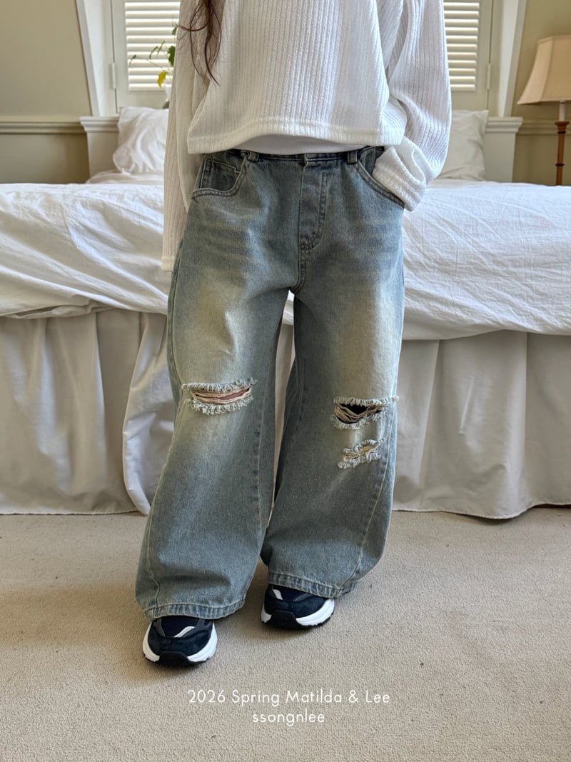 Matilda & Lee - Korean Children Fashion - #minifashionista - Distressed Vintage Denim Pants - 6