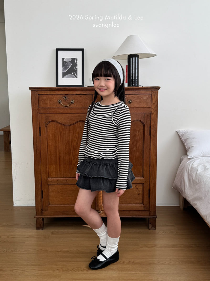Matilda & Lee - Korean Children Fashion - #prettylittlegirls - Frill Denim Skirt - 11