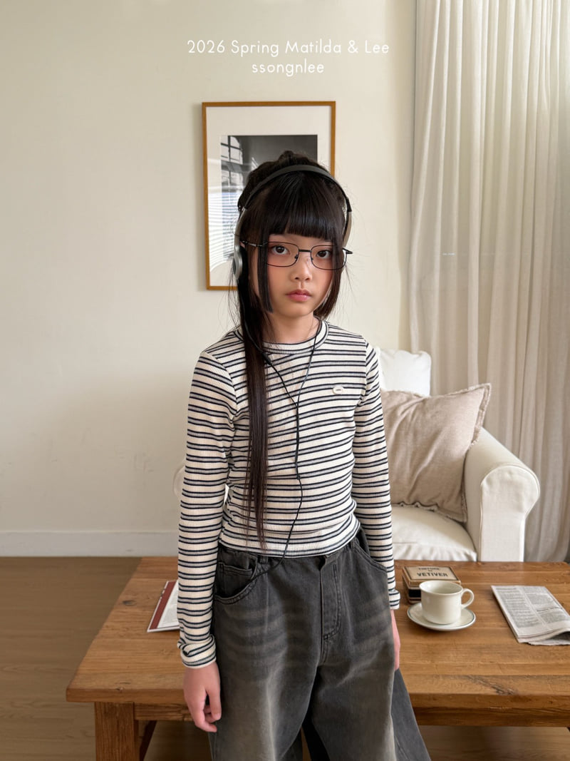 Matilda & Lee - Korean Children Fashion - #prettylittlegirls - Pudding Stripe Rib Tee - 6