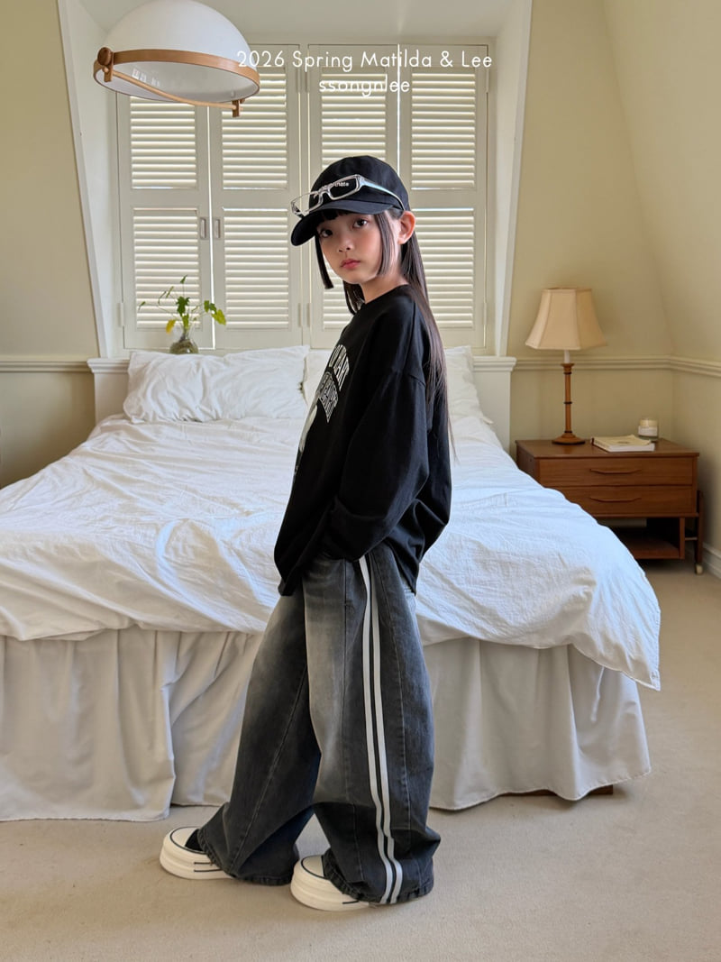 Matilda & Lee - Korean Children Fashion - #todddlerfashion - Line Track Denim Pants - 11