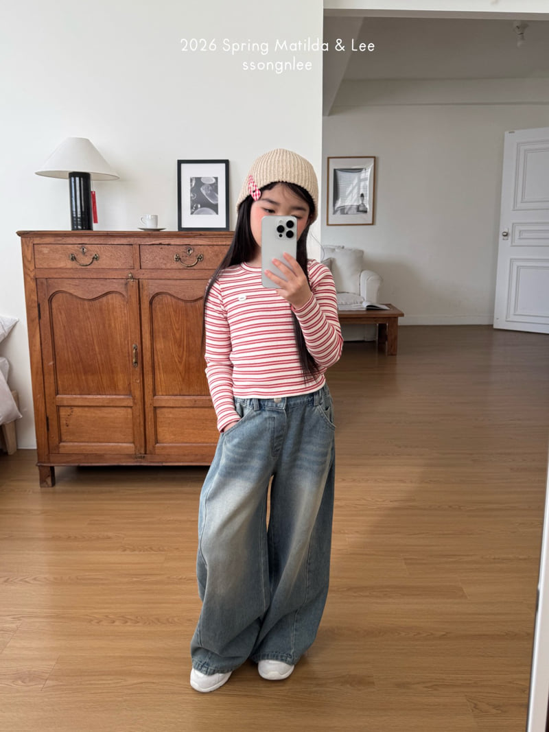 Matilda & Lee - Korean Children Fashion - #toddlerclothing - Pudding Stripe Rib Tee - 8