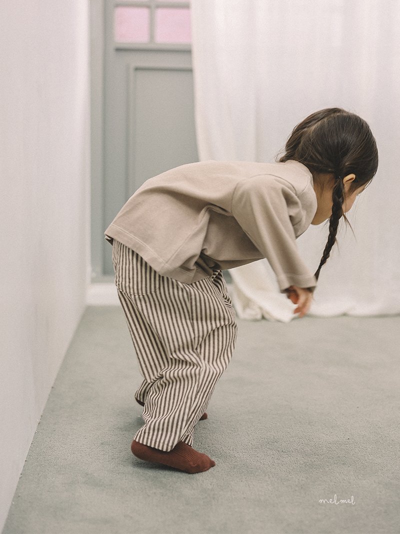 Melmel - Korean Baby Fashion - #babyfever - Stripe Hip Pocket Pants - 8