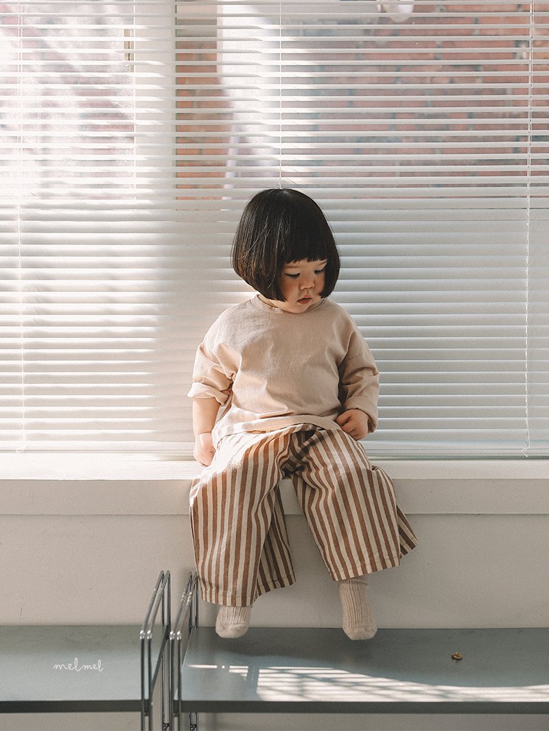 Melmel - Korean Baby Fashion - #babyootd - Stripe Wide Pants