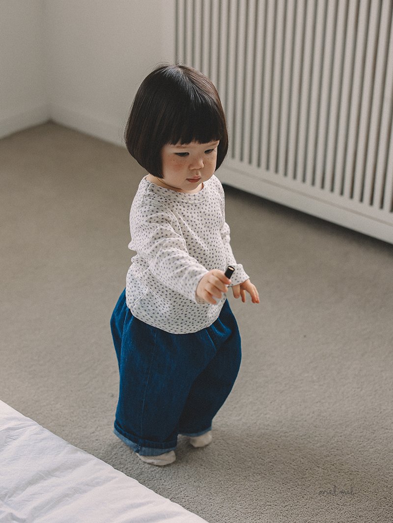 Melmel - Korean Baby Fashion - #babywear - Flower Ribbed Tee - 6
