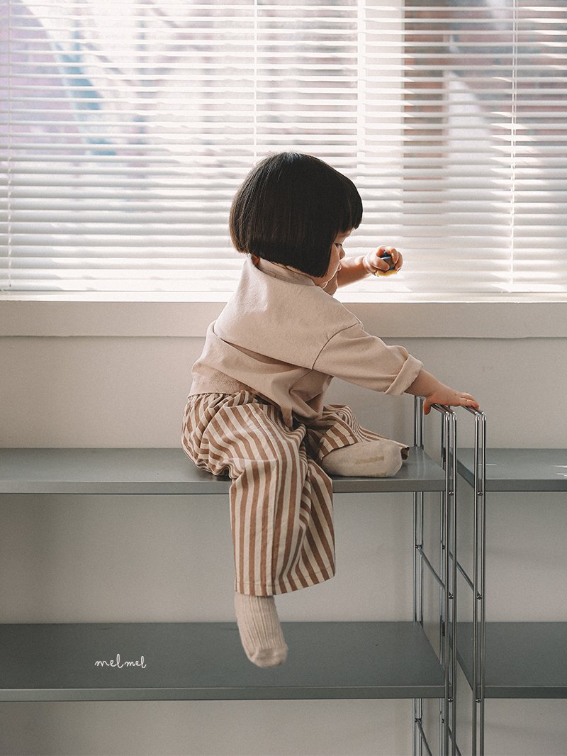 Melmel - Korean Baby Fashion - #onlinebabyshop - Stripe Wide Pants - 6