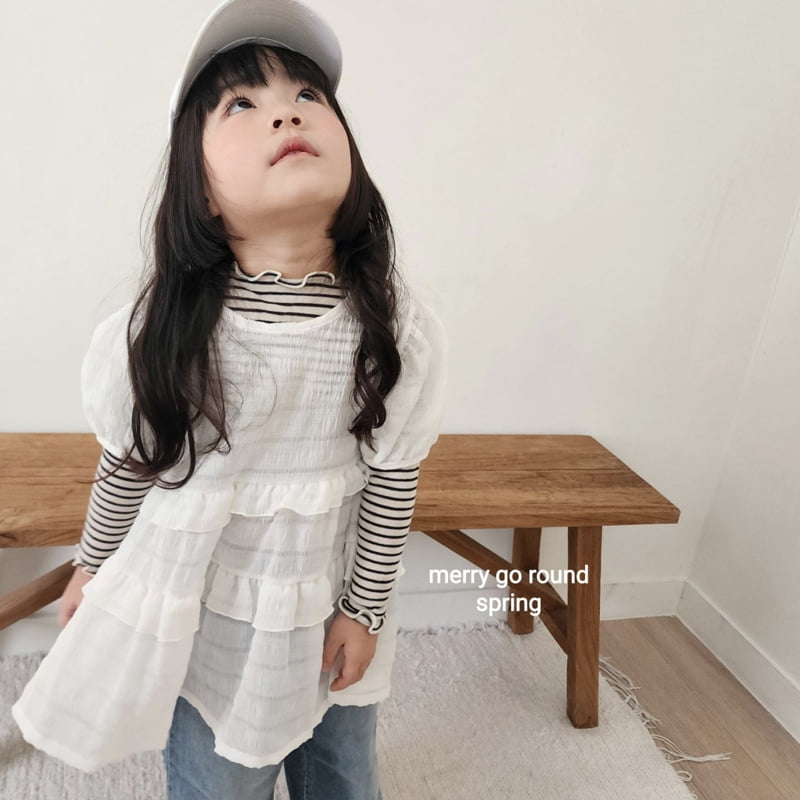 Merry Go Round - Korean Children Fashion - #kidsshorts - Sheer Frill Blouse - 10