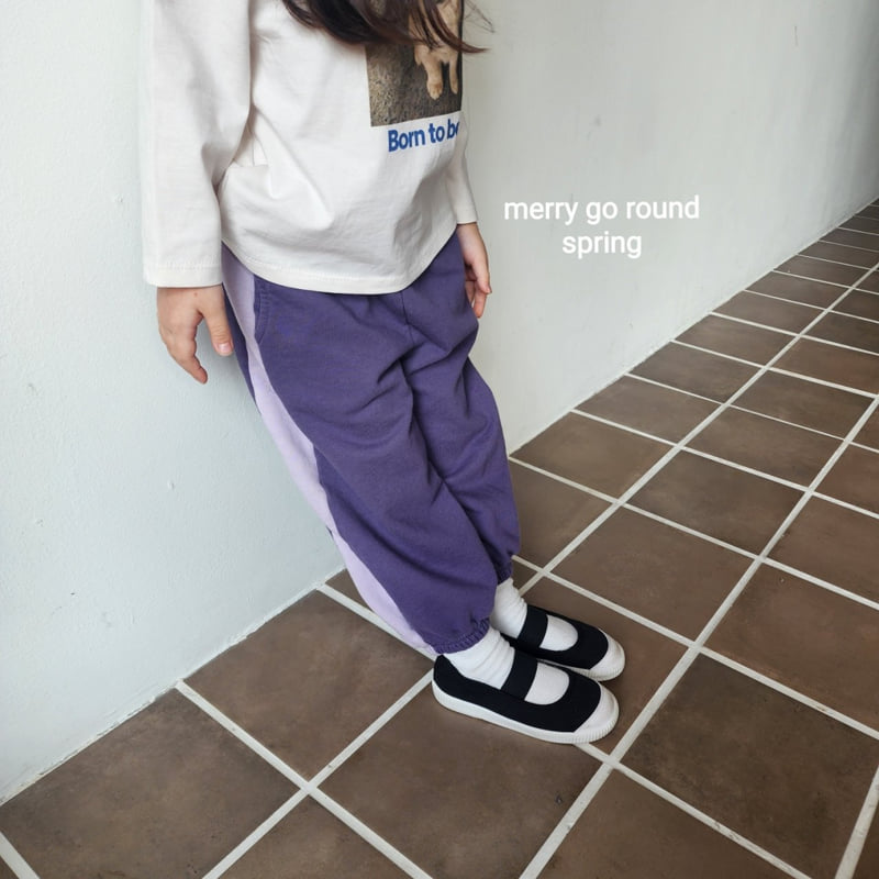 Merry Go Round - Korean Children Fashion - #kidzfashiontrend - Color-block Jogger Pants - 2