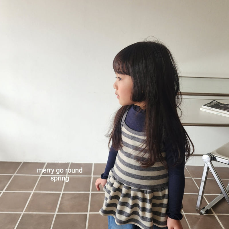 Merry Go Round - Korean Children Fashion - #littlefashionista - Stripe Shirring Sleeveless Top