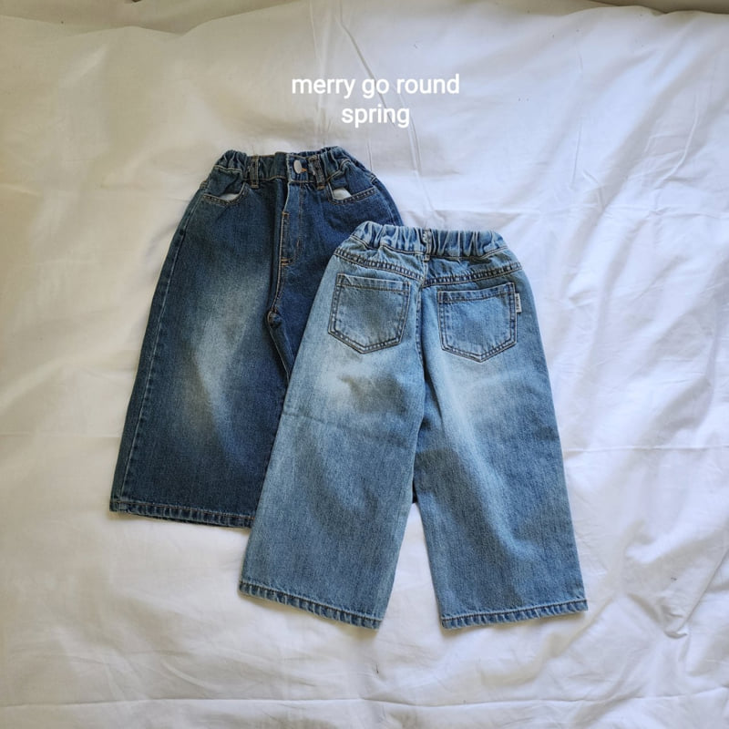 Merry Go Round - Korean Children Fashion - #littlefashionista - Wide Denim Pants - 2