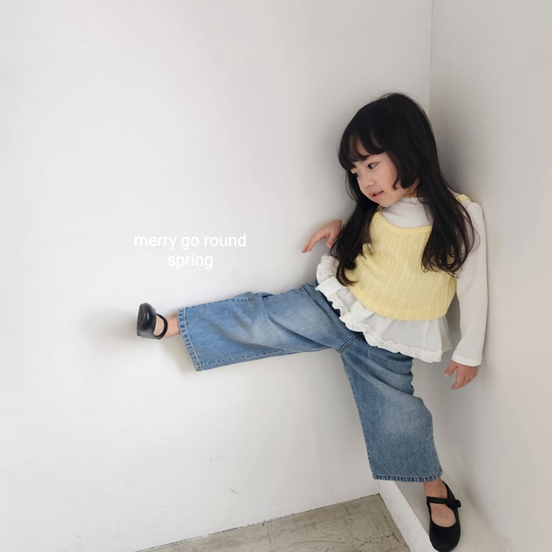 Merry Go Round - Korean Children Fashion - #magicofchildhood - Wide Denim Pants - 3