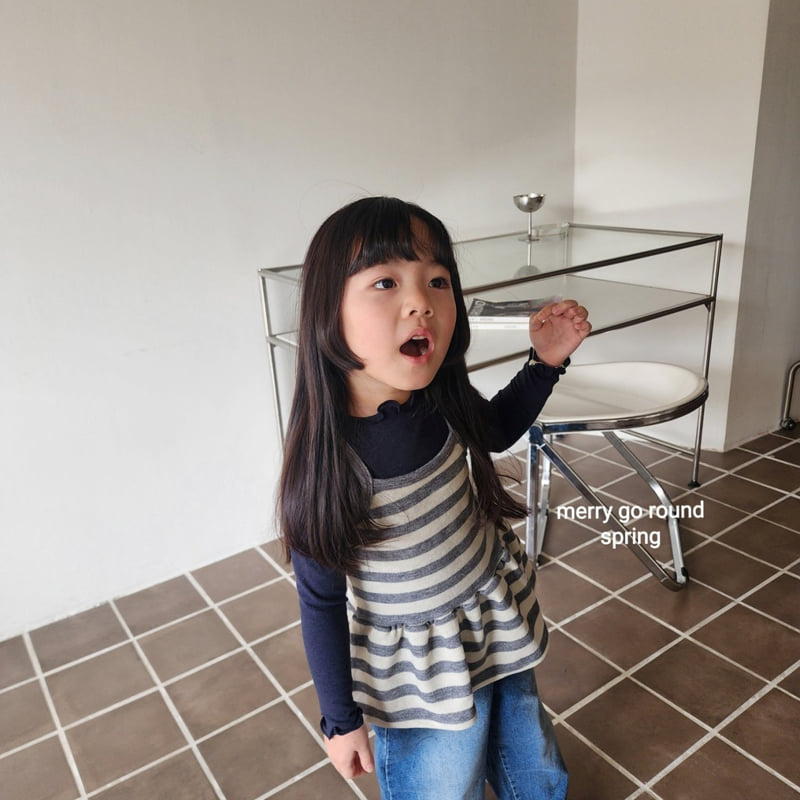 Merry Go Round - Korean Children Fashion - #minifashionista - Stripe Shirring Sleeveless Top - 3