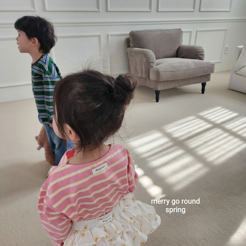 Merry Go Round - Korean Children Fashion - #todddlerfashion - Aid Stripe Tee - 8