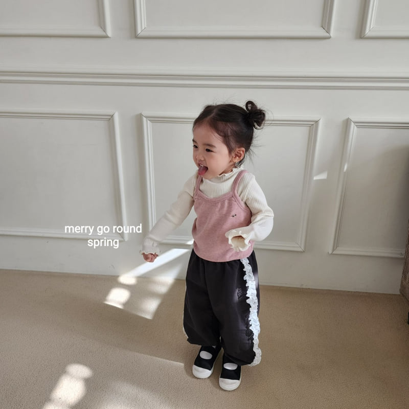 Merry Go Round - Korean Children Fashion - #prettylittlegirls - Chiffon Frill Jogger Pants - 4