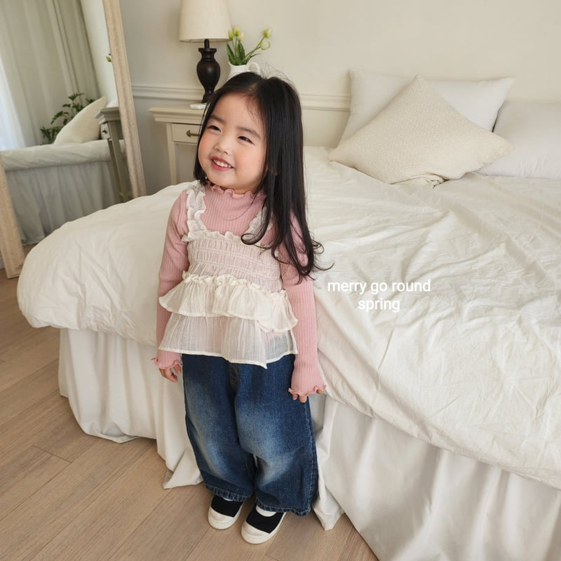 Merry Go Round - Korean Children Fashion - #toddlerclothing - Wide Denim Pants - 7