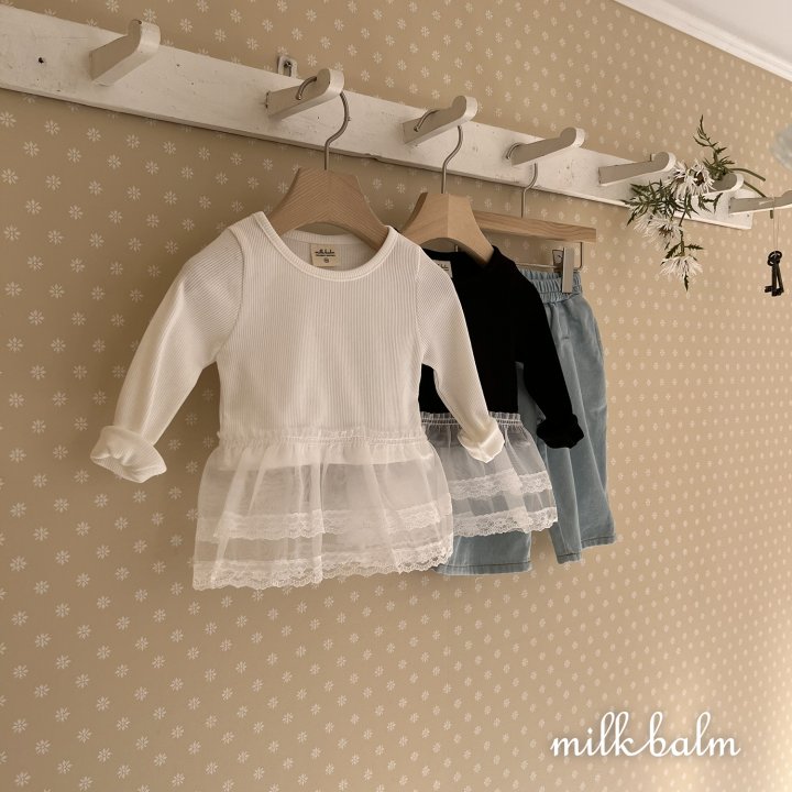 Milk Balm - Korean Baby Fashion - #babyfashion - Lace Ribbed Tee - 5