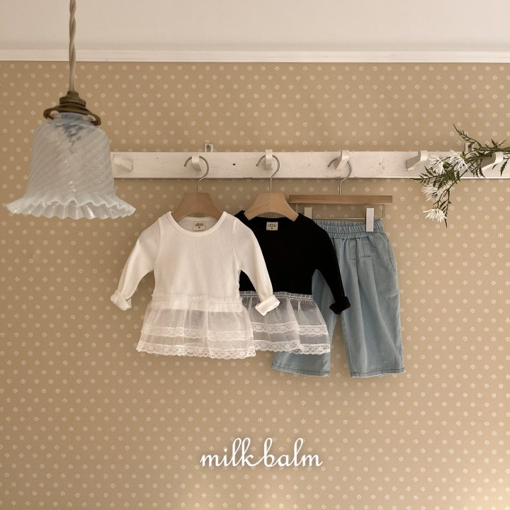 Milk Balm - Korean Baby Fashion - #babyfever - Lace Ribbed Tee - 6