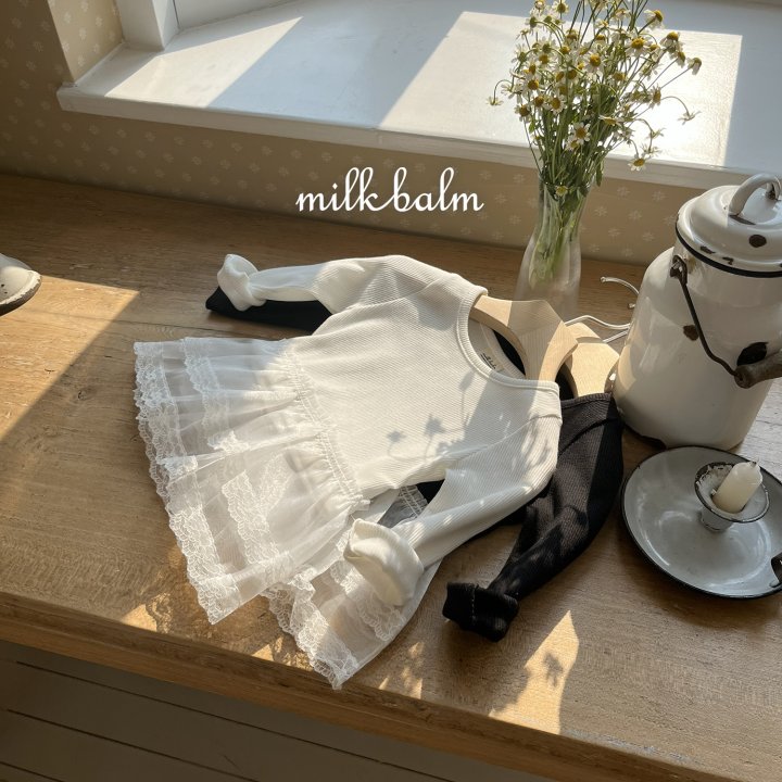 Milk Balm - Korean Baby Fashion - #babygirlfashion - Lace Ribbed Tee - 7