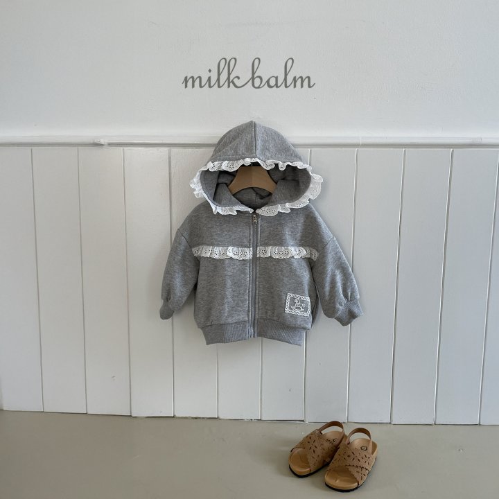 Milk Balm - Korean Baby Fashion - #babygirlfashion - Lace Hood Zip-up - 2