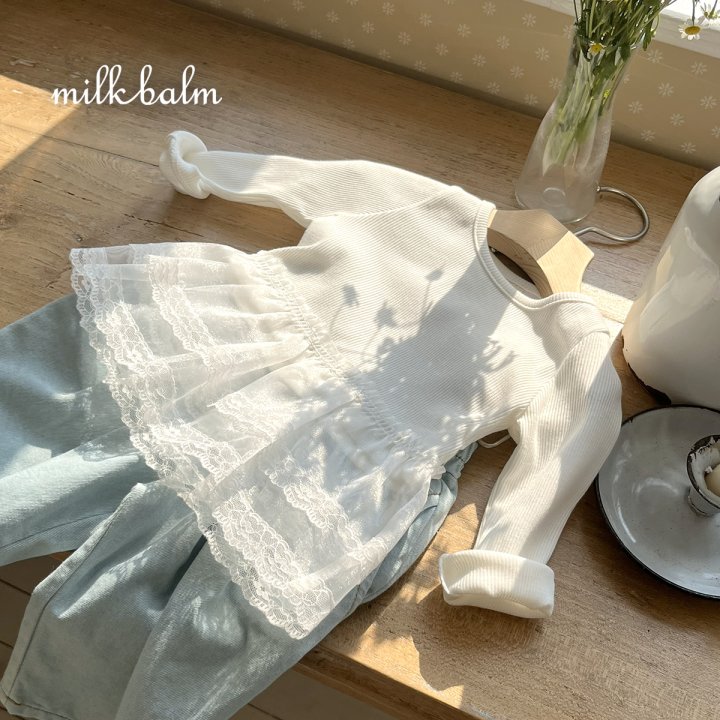 Milk Balm - Korean Baby Fashion - #babyoninstagram - Lace Ribbed Tee - 9