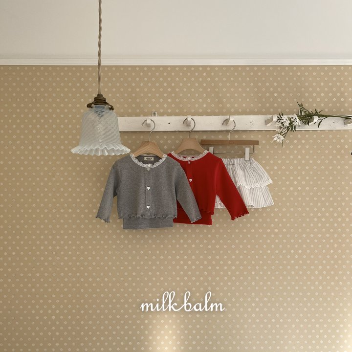 Milk Balm - Korean Baby Fashion - #babyoninstagram - Eyelet Cardigan Sleeveless Set - 3