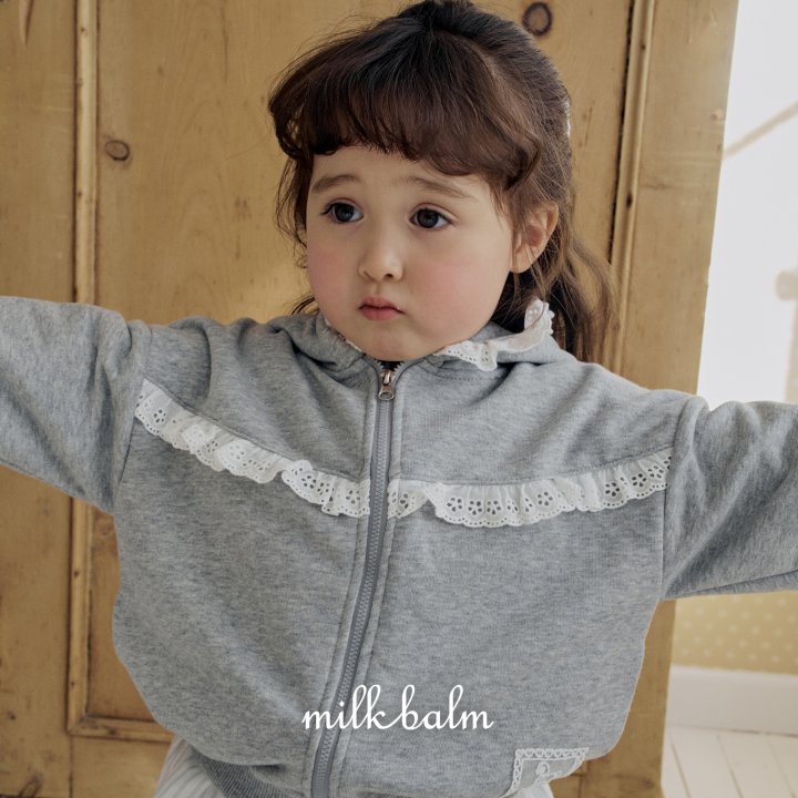 Milk Balm - Korean Baby Fashion - #babyootd - Lace Hood Zip-up - 5