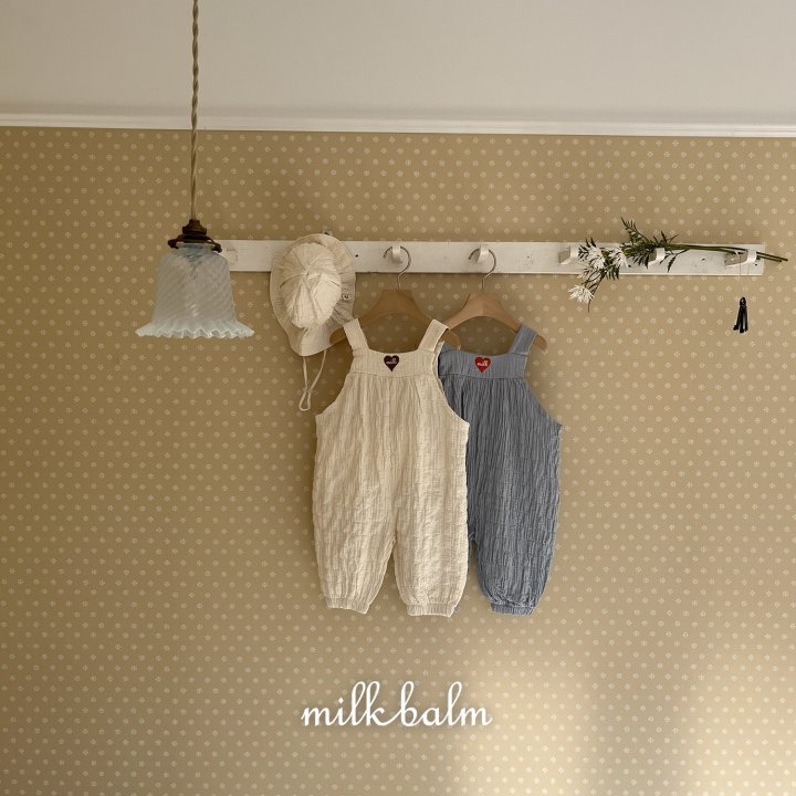 Milk Balm - Korean Baby Fashion - #babyoutfit - Heart Embroidery Overalls - 3