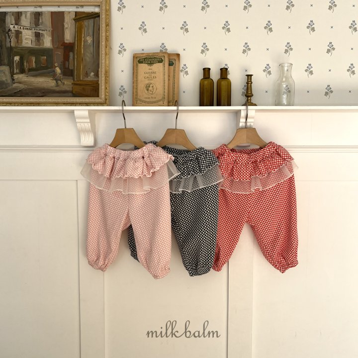 Milk Balm - Korean Baby Fashion - #babyoutfit - Check Frill Pants