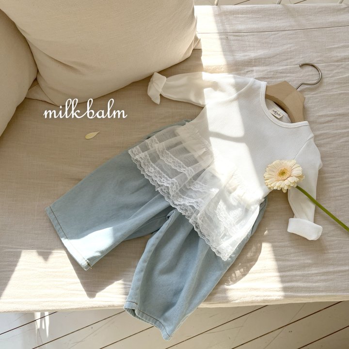 Milk Balm - Korean Baby Fashion - #babyoutfit - Lace Ribbed Tee - 11