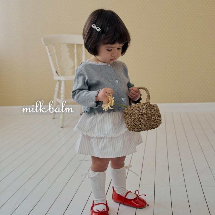 Milk Balm - Korean Baby Fashion - #babyoutfit - Eyelet Cardigan Sleeveless Set - 5