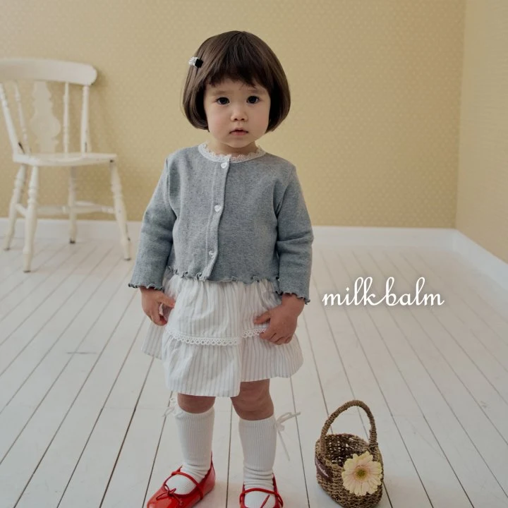 Milk Balm - Korean Baby Fashion - #babyoutfit - Eyelet Cardigan Sleeveless Set - 6