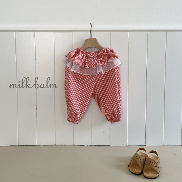 Milk Balm - Korean Baby Fashion - #babywear - Check Frill Pants - 2