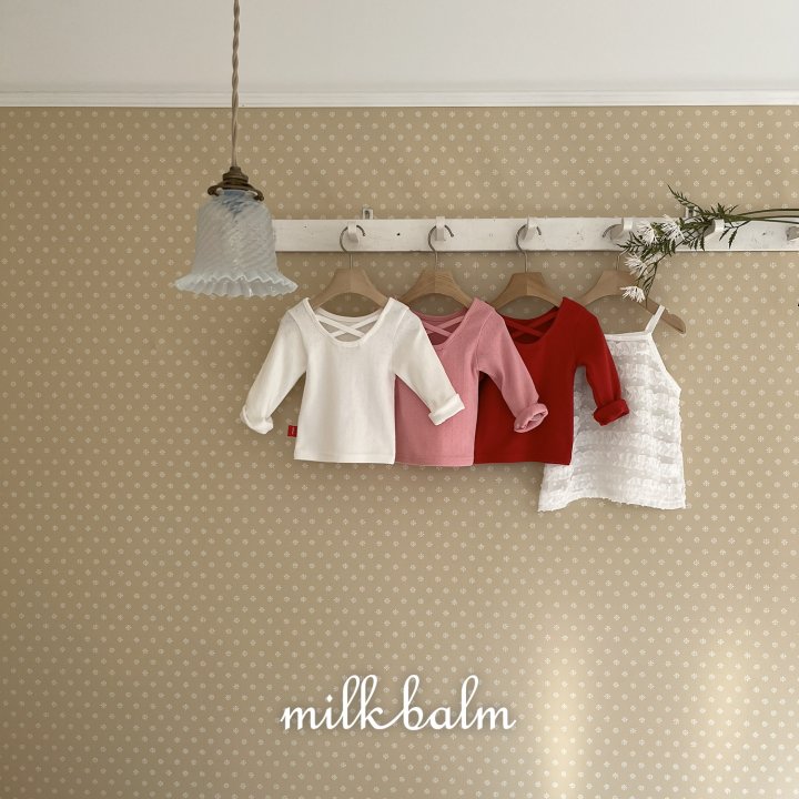 Milk Balm - Korean Baby Fashion - #onlinebabyboutique - Eyelet Cross Strap Tee