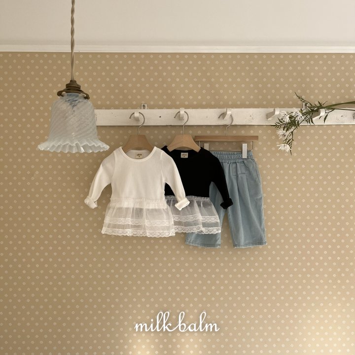 Milk Balm - Korean Baby Fashion - #smilingbaby - Lace Ribbed Tee