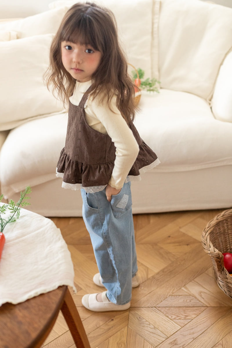 Milk Powder - Korean Children Fashion - #designkidswear - Cube Denim Pants - 5