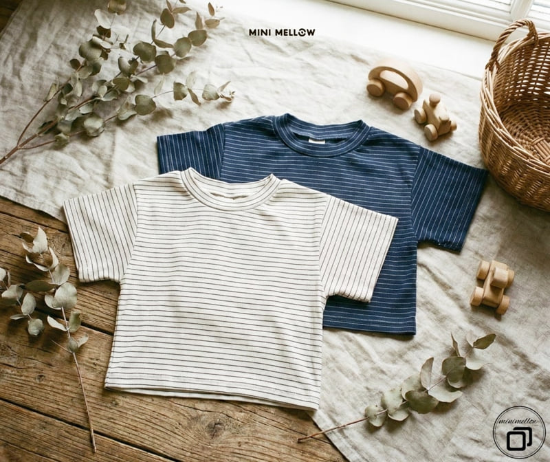 Mini Mellow - Korean Children Fashion - #fashionkids - Ribbed Stripe Short Sleeve Tee - 2