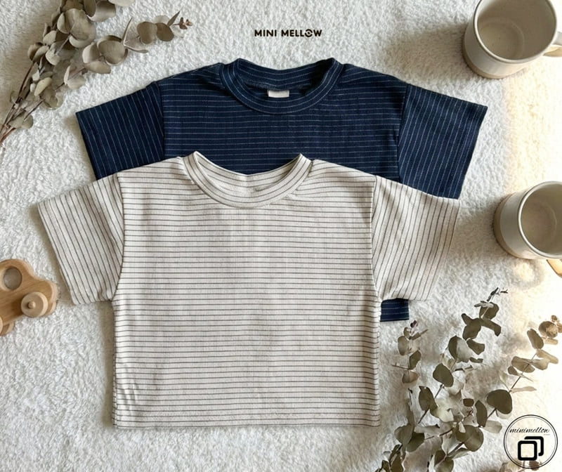 Mini Mellow - Korean Children Fashion - #kidsshorts - Ribbed Stripe Short Sleeve Tee - 3