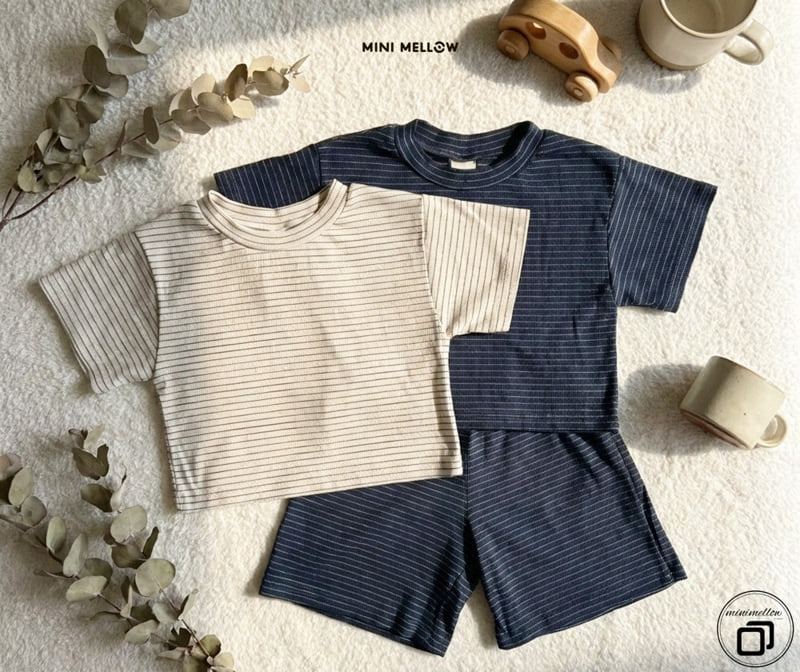 Mini Mellow - Korean Children Fashion - #kidsshorts - Ribbed Stripe Short Sleeve Tee - 4