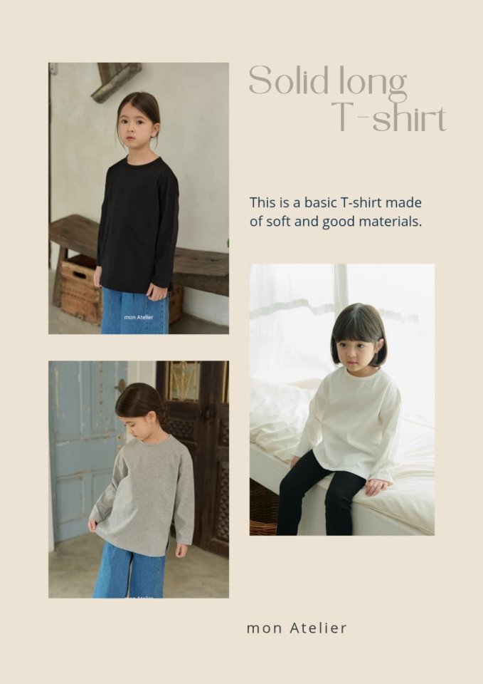 Mon Atelier - Korean Children Fashion - #discoveringself - Solid Long Tee - 2
