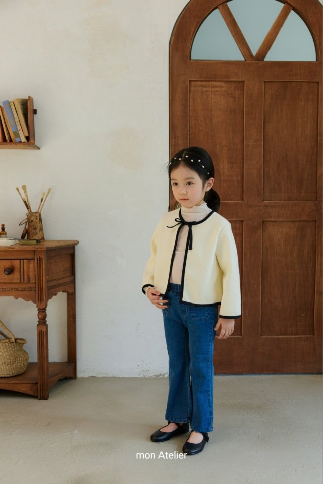 Mon Atelier - Korean Children Fashion - #discoveringself - Ribbon Contrast Jacket - 3