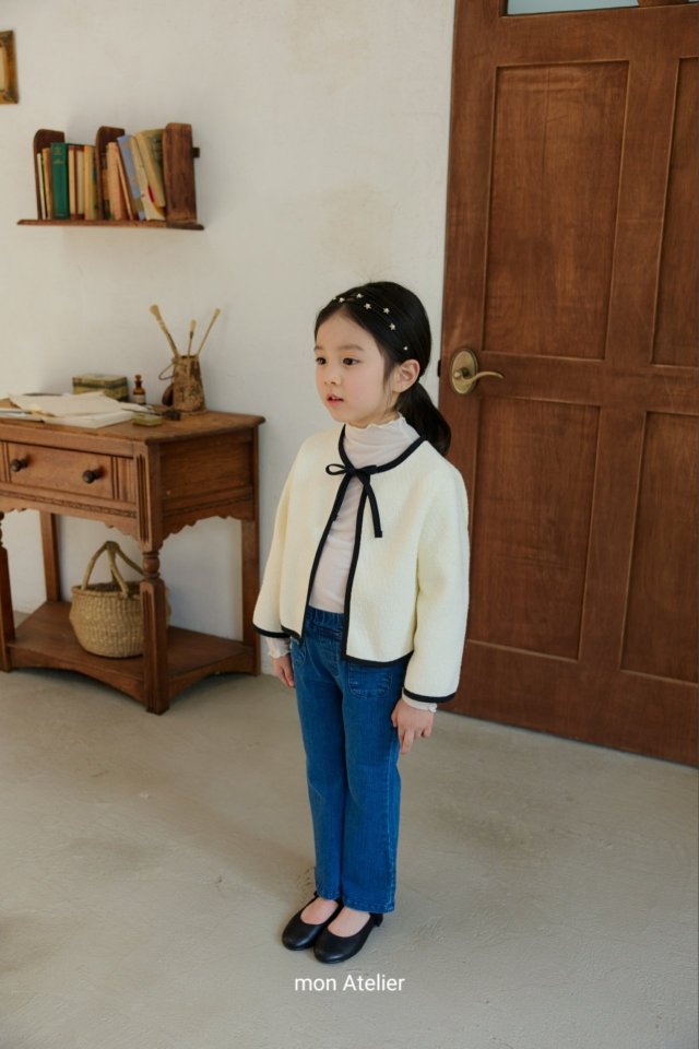 Mon Atelier - Korean Children Fashion - #discoveringself - Ribbon Contrast Jacket - 4