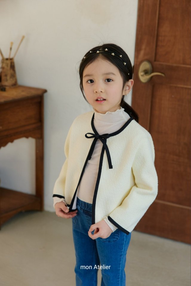 Mon Atelier - Korean Children Fashion - #kidsshorts - Ribbon Contrast Jacket - 5