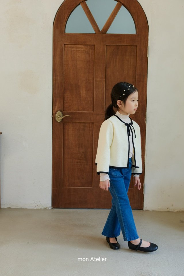 Mon Atelier - Korean Children Fashion - #kidsstore - Ribbon Contrast Jacket - 6