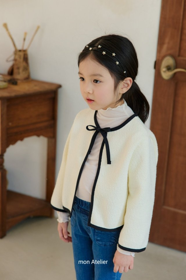 Mon Atelier - Korean Children Fashion - #kidzfashiontrend - Ribbon Contrast Jacket - 7
