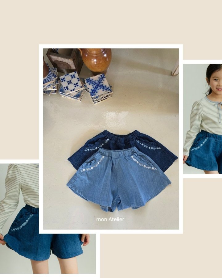 Culotte Denim Pants by Mon Atelier for Child - view 2