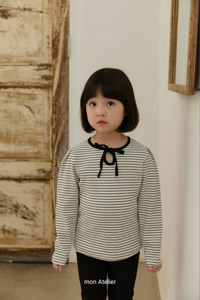 Mon Atelier - Korean Children Fashion - #Kfashion4kids - Ribbon Stripe Tee - 4