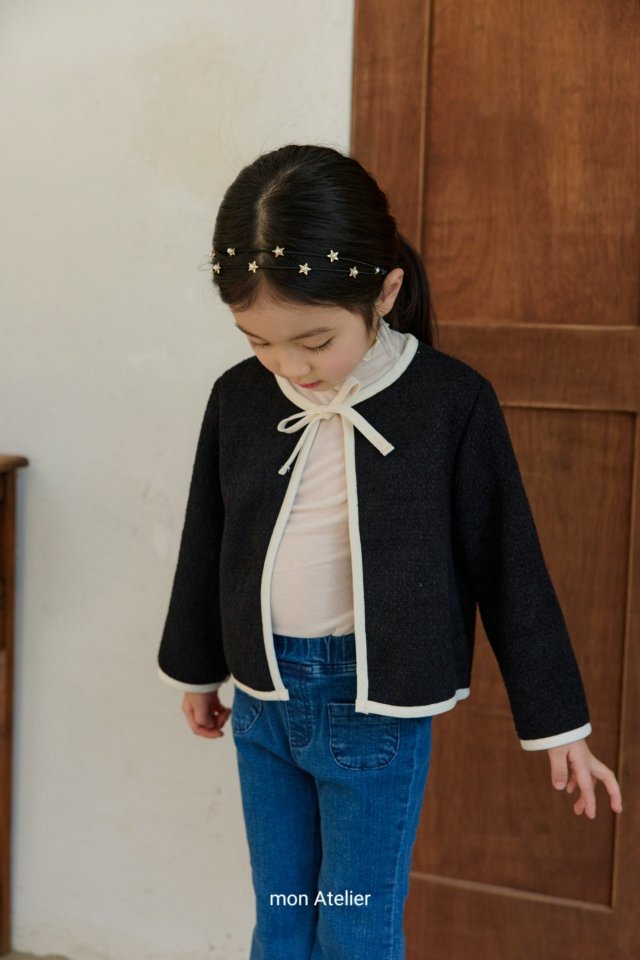 Mon Atelier - Korean Children Fashion - #littlefashionista - Ribbon Contrast Jacket - 9