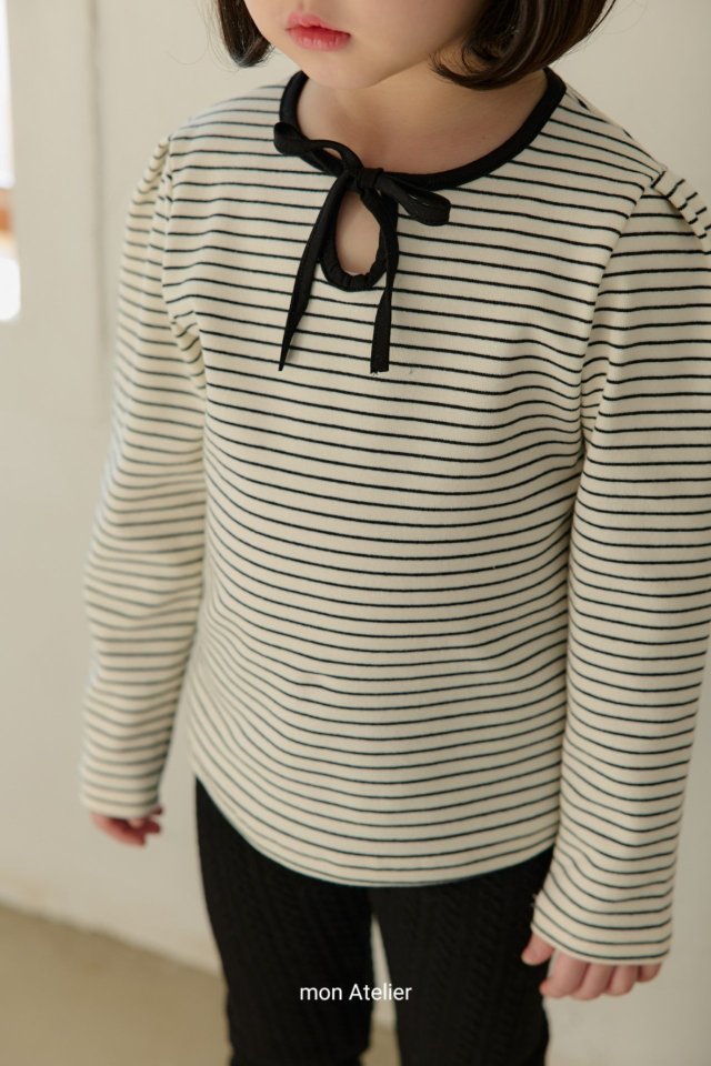 Mon Atelier - Korean Children Fashion - #magicofchildhood - Ribbon Stripe Tee - 5