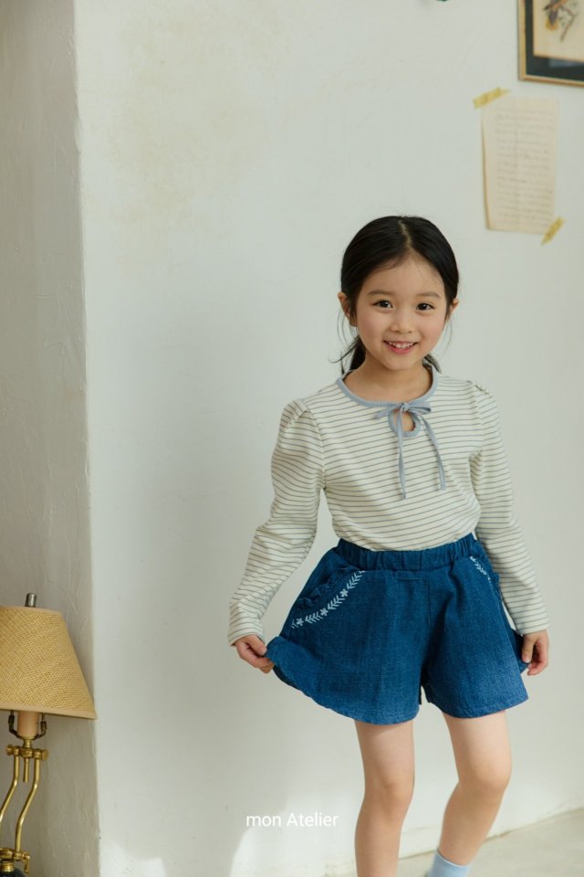 Culotte Denim Pants by Mon Atelier for Child - view 4