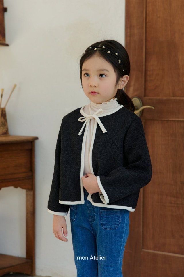 Mon Atelier - Korean Children Fashion - #minifashionista - Ribbon Contrast Jacket - 11
