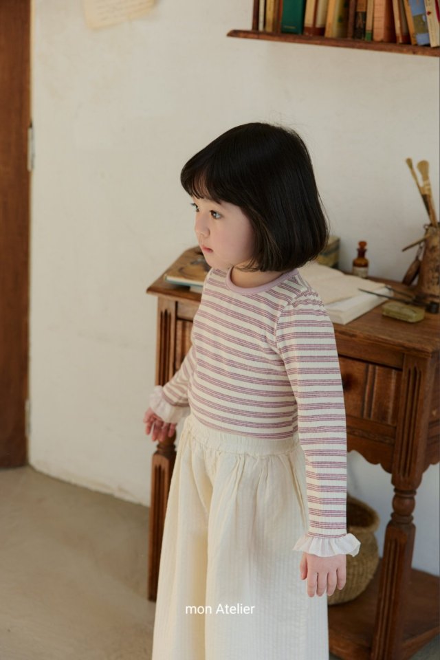 Mon Atelier - Korean Children Fashion - #prettylittlegirls - Sweet Stripe Tee - 10